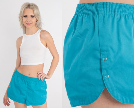 80s Shorts Turquoise Shorts Blue Summer Jogging S… - image 1