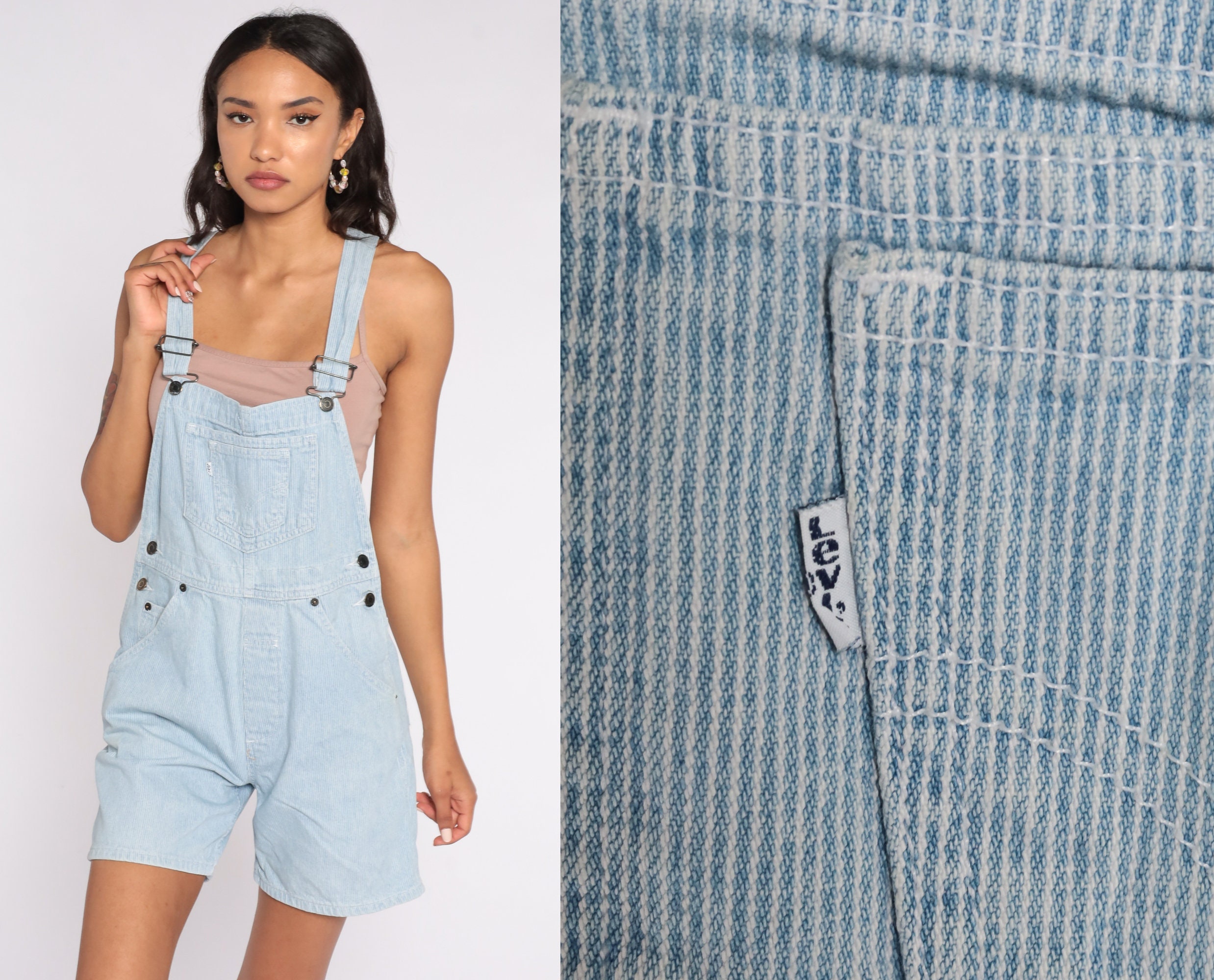 Vintage Levis Striped Overalls Denim Overall Shorts 80s Jean - Etsy