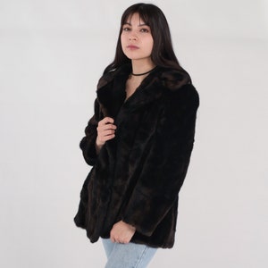 Faux Fur Coat 60s Dark Brown Fake Fur Jacket Button up Collared Retro Glam Rock Winter Sixties Warm Fuzzy Jacket Vintage 1960s Small S