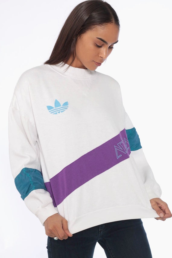 90s Adidas Crewneck Sweatshirt Sports Striped Swe… - image 3