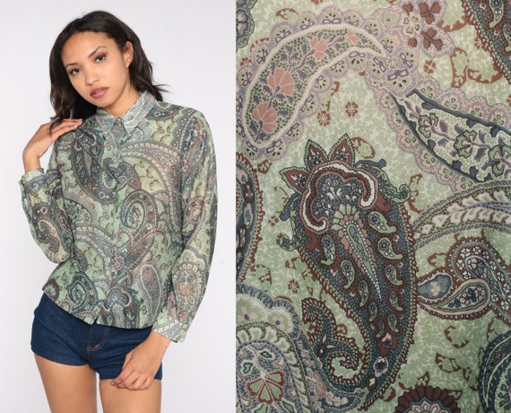 sheer paisley blouse