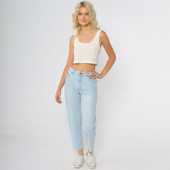 Cavin Klein Jeans 90s Tapered Jeans Retro Mom Jeans High Waisted Rise Jeans Denim Pants Blue Basic Slim Vintage 1990s Extra small 26 xs