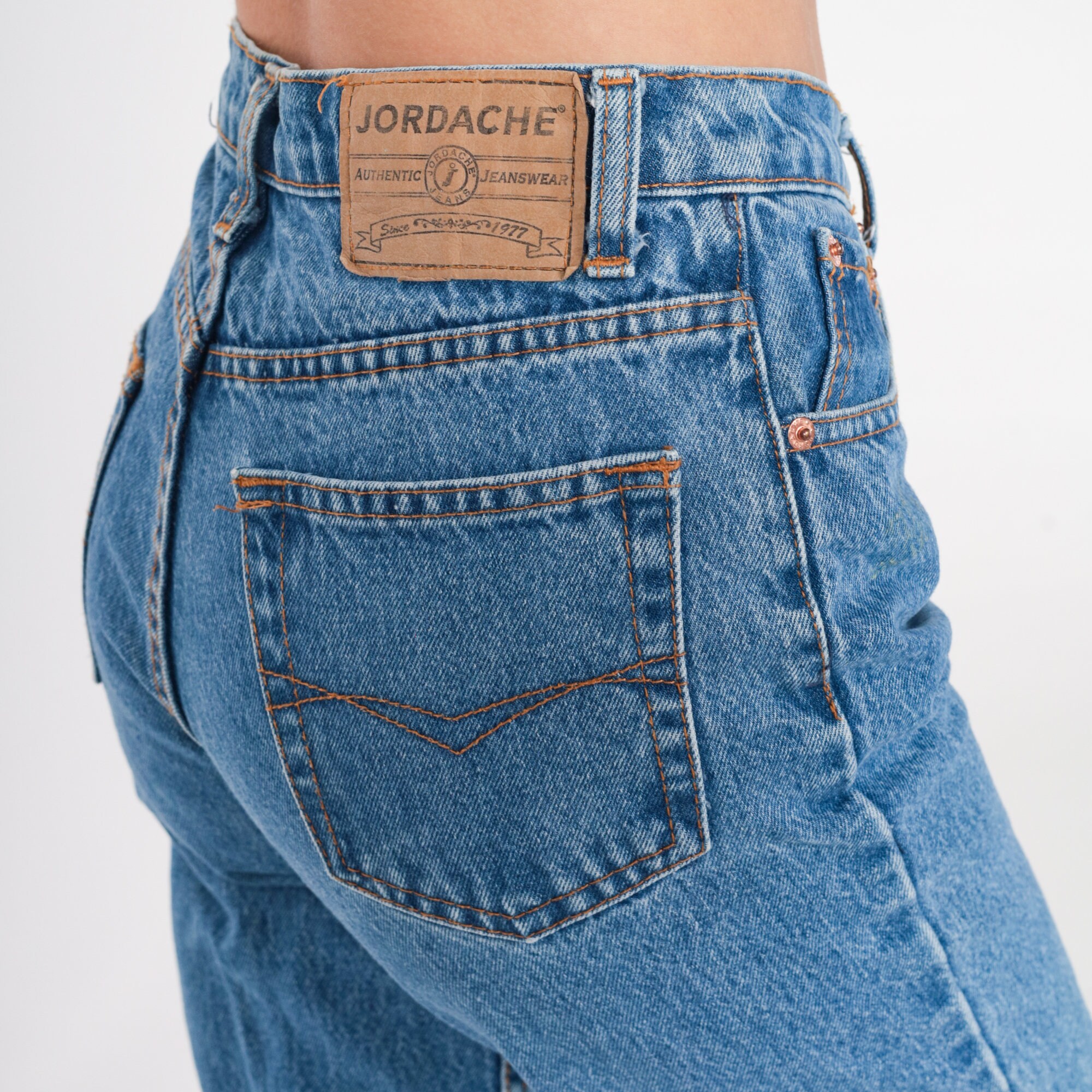 Vintage Jordache Jeans 90s Mom Straight Leg Jeans Mid Rise Waist Slim  Tapered Denim Pants Blue Retro 1990s Extra Small Xs 