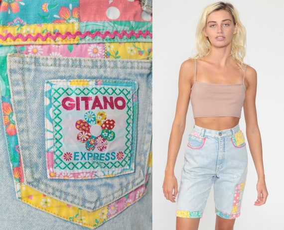90s Denim Shorts PATCHWORK Jean Shorts Gitano Shor