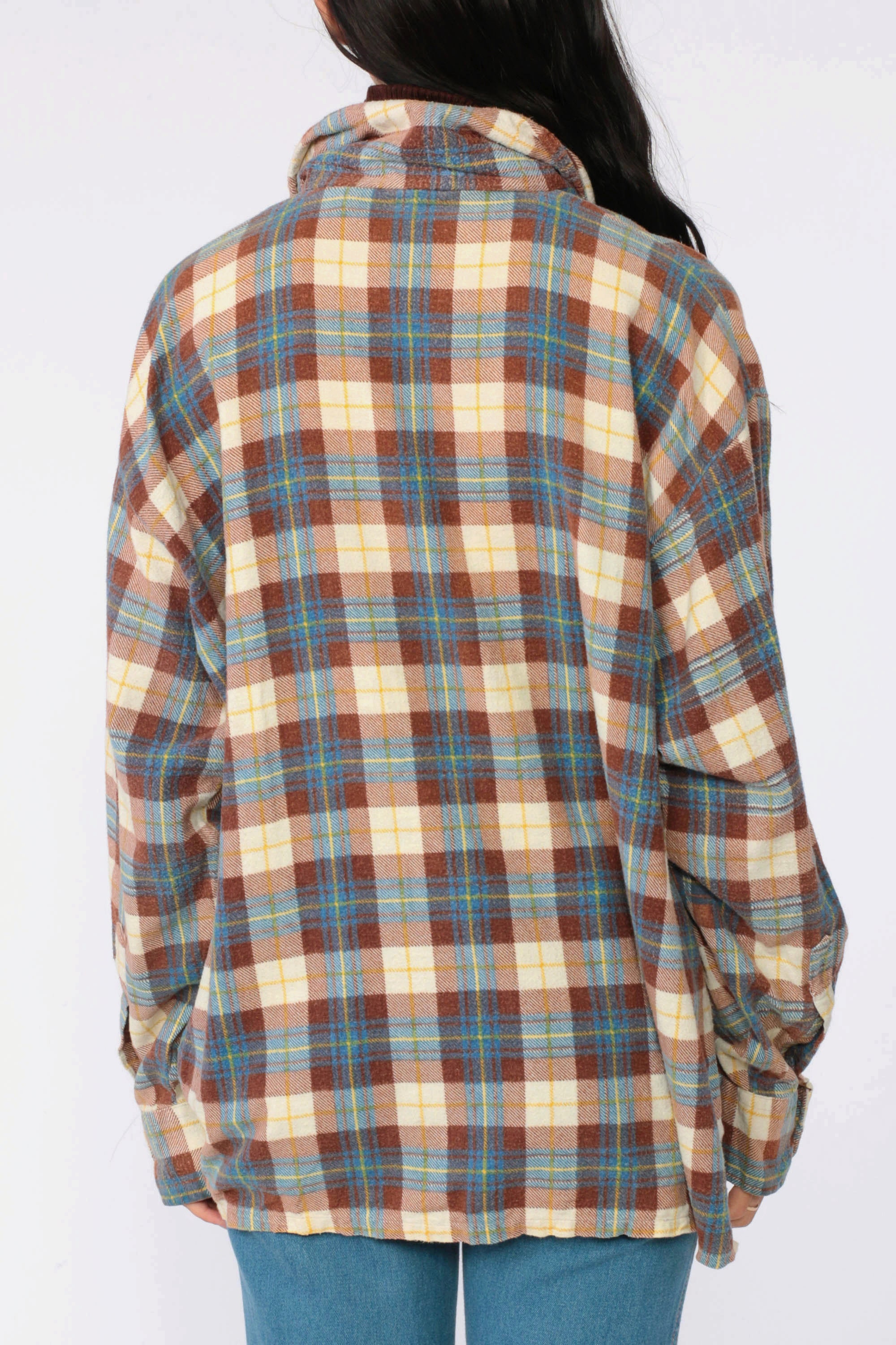 turtleneck with flannel shirt