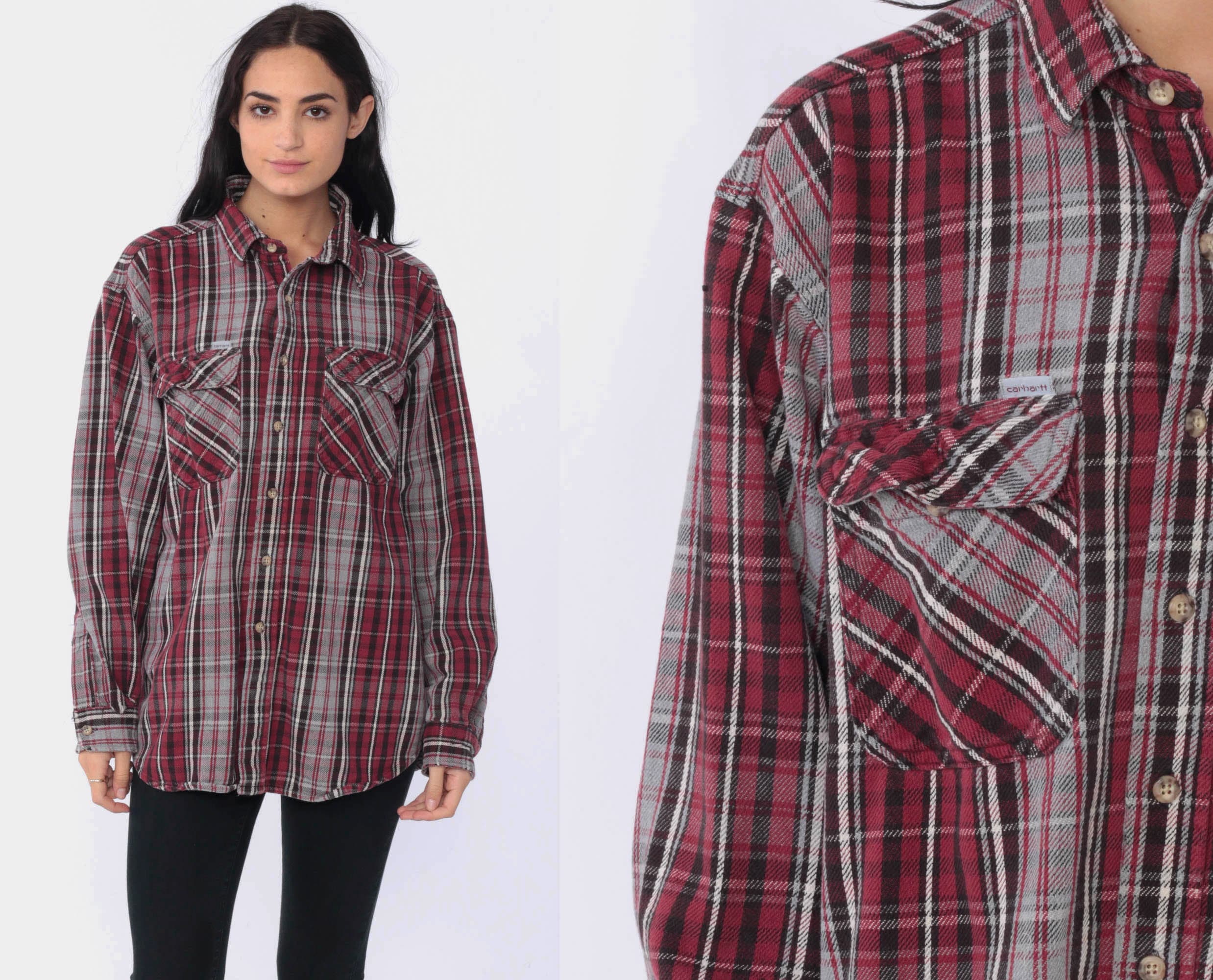Carhartt Shirt Red Plaid Flannel Shirt 