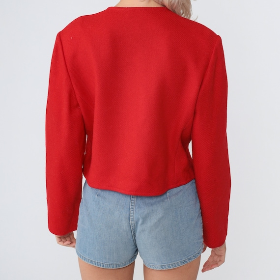 Red Pendleton Blazer 80s Virgin Wool Button up Cr… - image 5