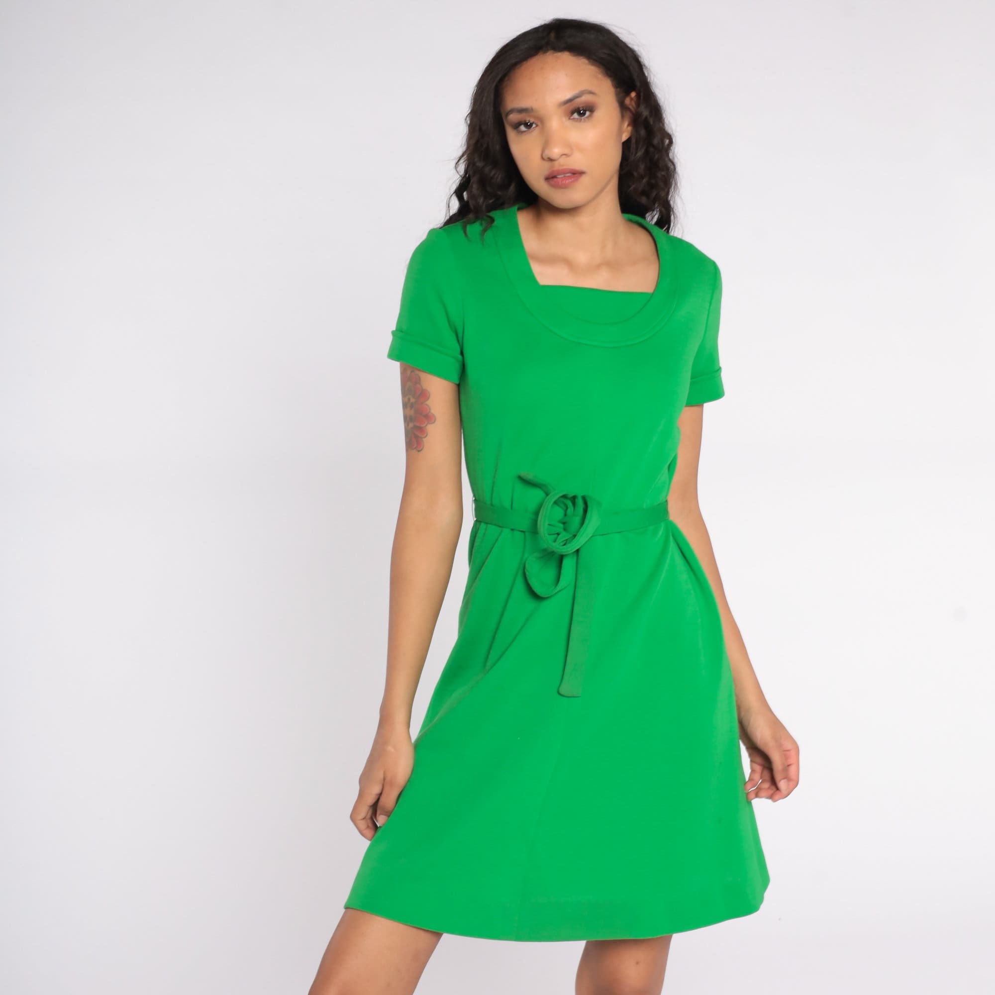 Green Wool Dress 60s Mod Mini Dress 70s Twiggy Shift Dress Green Wool Dress 60s Mod Mini Dress 70s Twiggy Shift Dress