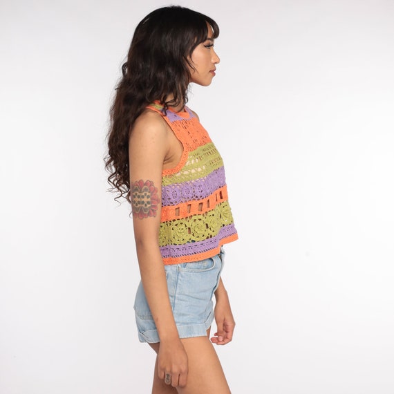 Sheer Crochet Top Floral Tank Festival Boho Blous… - image 5