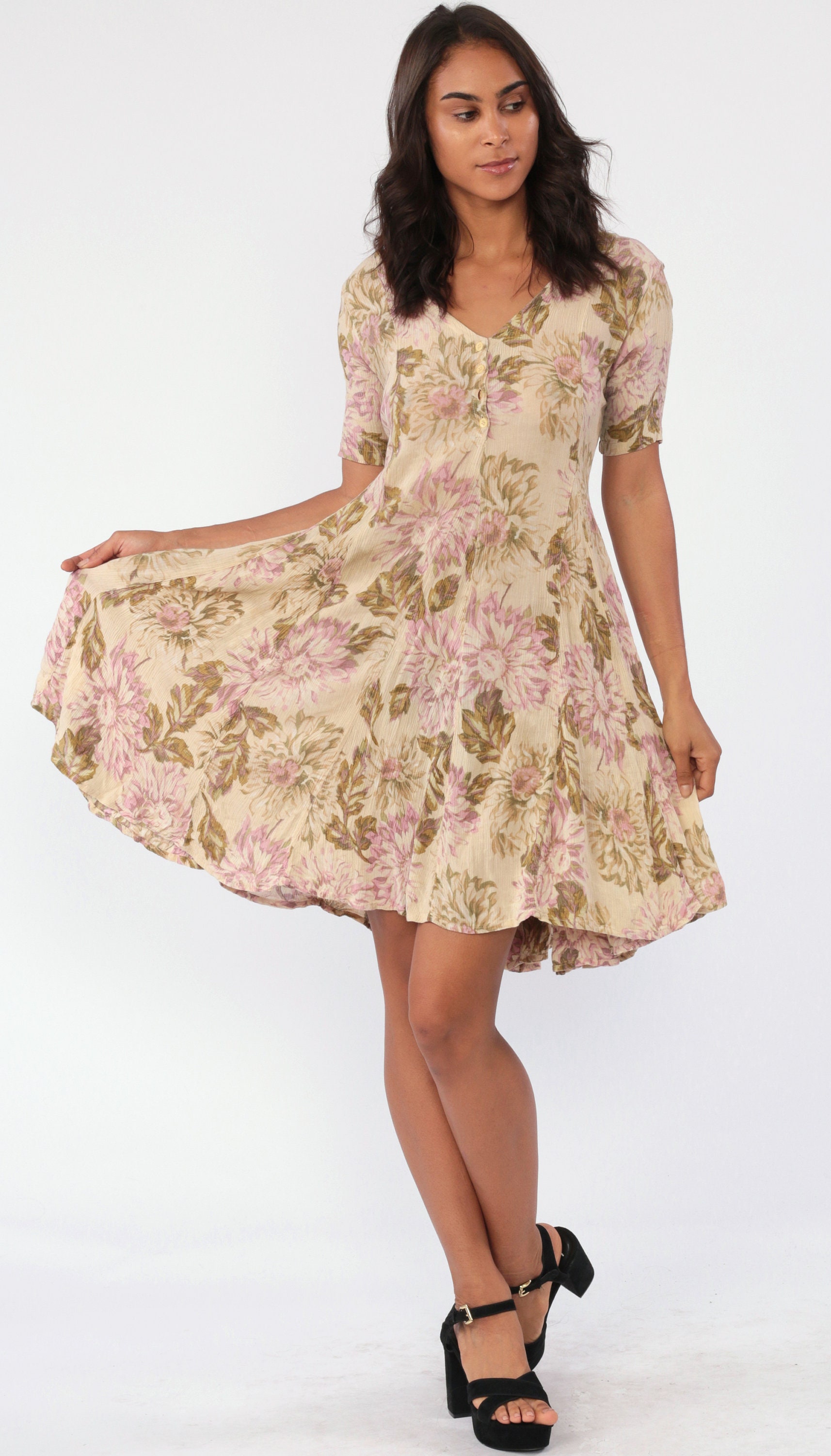 tan floral dress