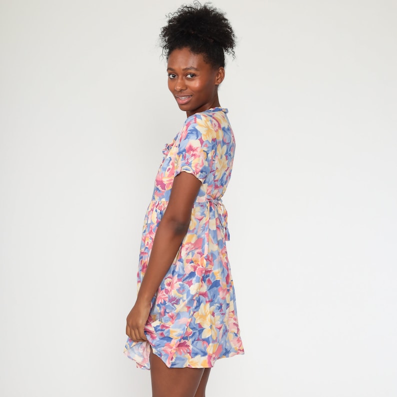 Floral Babydoll Dress 90s Grunge Mini EMPIRE Waist Bohemian Etsy