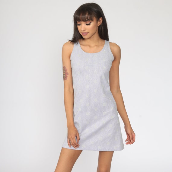 Lavender Metallic Dress Mini Dress 60s 70s GO GO Mod 1960s Space Age Party Vintage Holiday Sheath Sleeveless MiniDress Extra Small xs 0