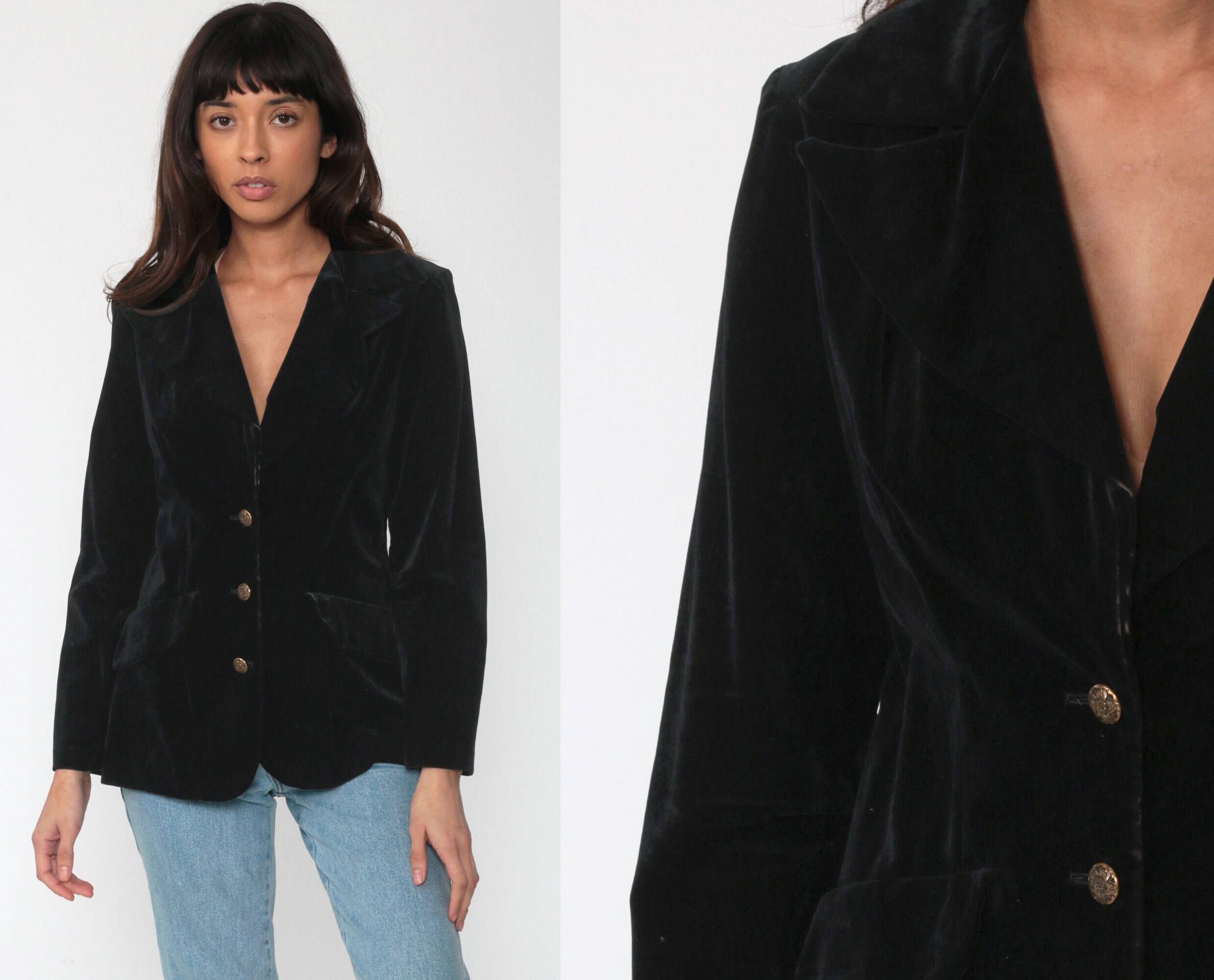 womens black velvet blazer jacket