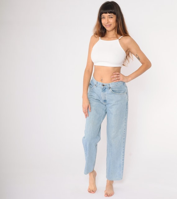 90s Lee Jeans Straight Leg Mom Jeans High Waist Jeans 1990s High Waisted Denim Pants Vintage Blue Tapered Medium