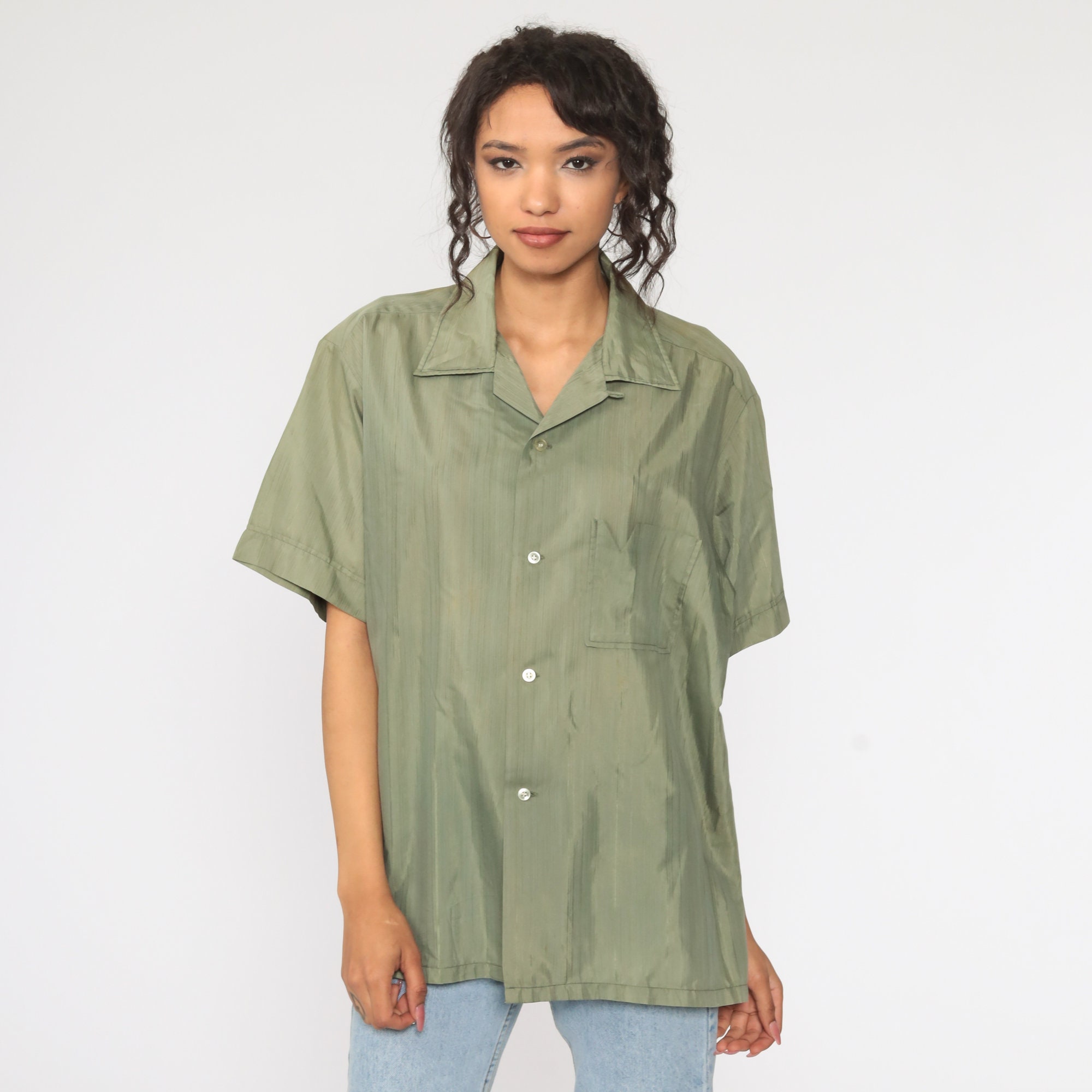 olive green button up shirt