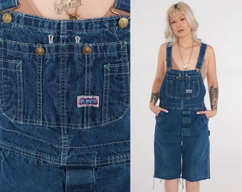 80s Overall Shorts Big Smith Short Overalls Cutoff Shorts Blue Denim Knee Length Shortalls Dungarees Jean Utility Retro Vintage 1980s Small