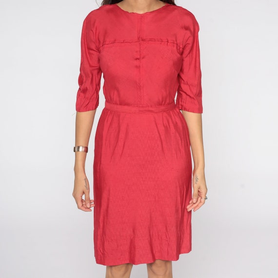 1950s Dress Red Wiggle Dress Sheath Cocktail 60s … - image 6