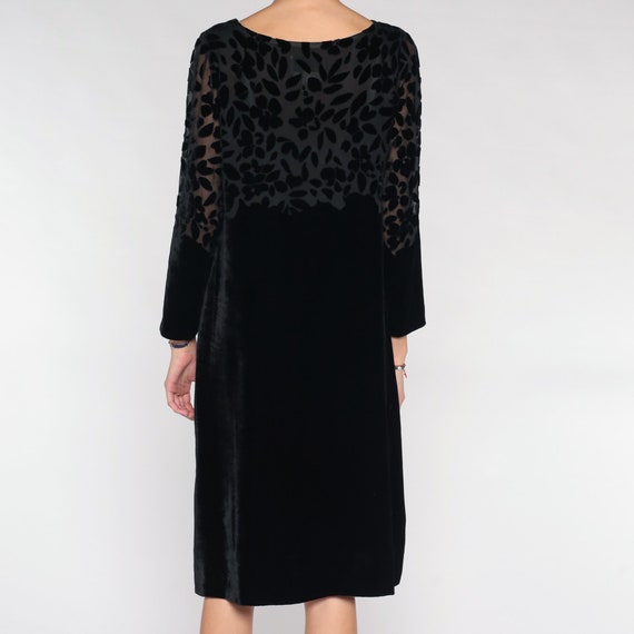 Black Velvet Dress y2k Long Sleeve Velvet Burnout… - image 8