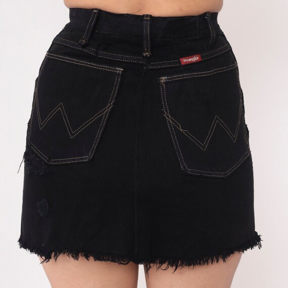 Wrangler Jean Skirt Y2k Black Denim Mini Skirt Re… - image 7