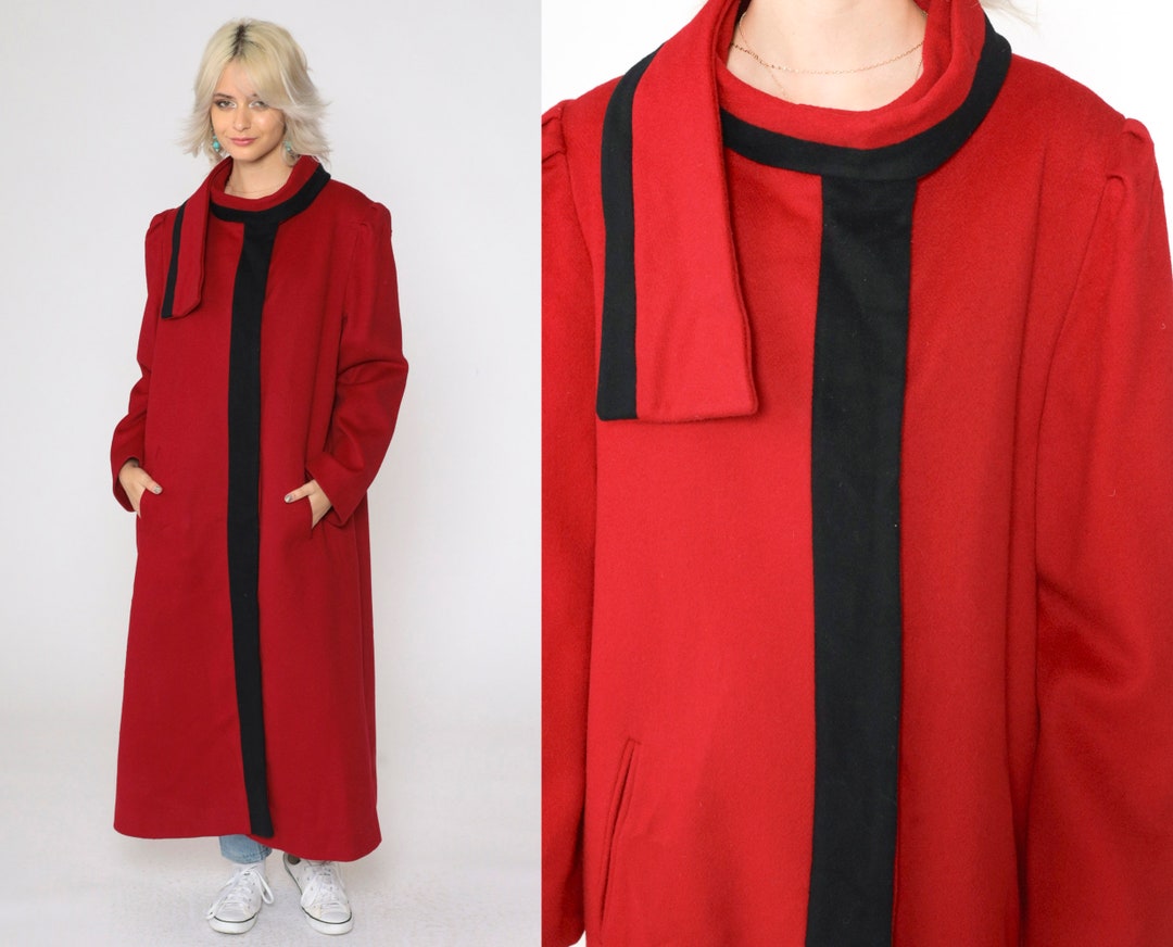 Vintage 80s Midi Wool Coat Charcoal Black Medium main image 1