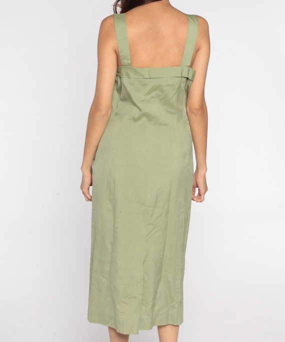 1950s Wiggle Dress Avocado Green Sun Dress Sheath… - image 8