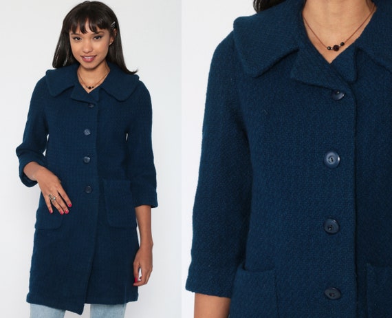 60s Pea Coat Navy Blue Mod Peacoat Sailor Jacket … - image 1