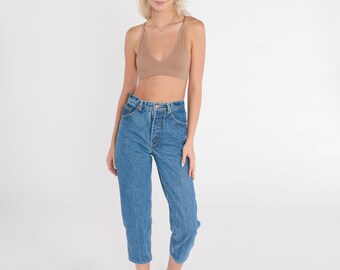 koo様 デニム 38ブルー 80s Capri Jeans Retro Denim Pants Ankle Jean Cropped High