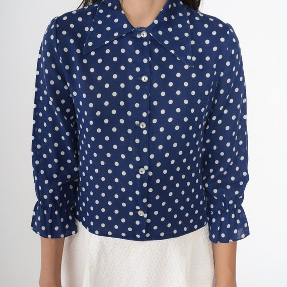 Mod Polka Dot Dress 60s Navy Blue Dress Micro Min… - image 4