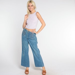 70s Bellbottom Jeans Wrangler Bell Bottoms High Waisted Flare Jeans Retro Flares Seventies Boho Flared Denim Pants Vintage 1970s Medium M 30