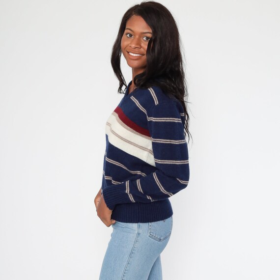 Blue Striped Sweater 80s Knit Le Tigre Sweater Sl… - image 4