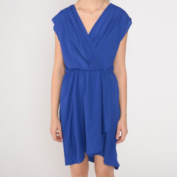 Blue Party Dress 90s Mini Dress Sleeveless Faux W… - image 7