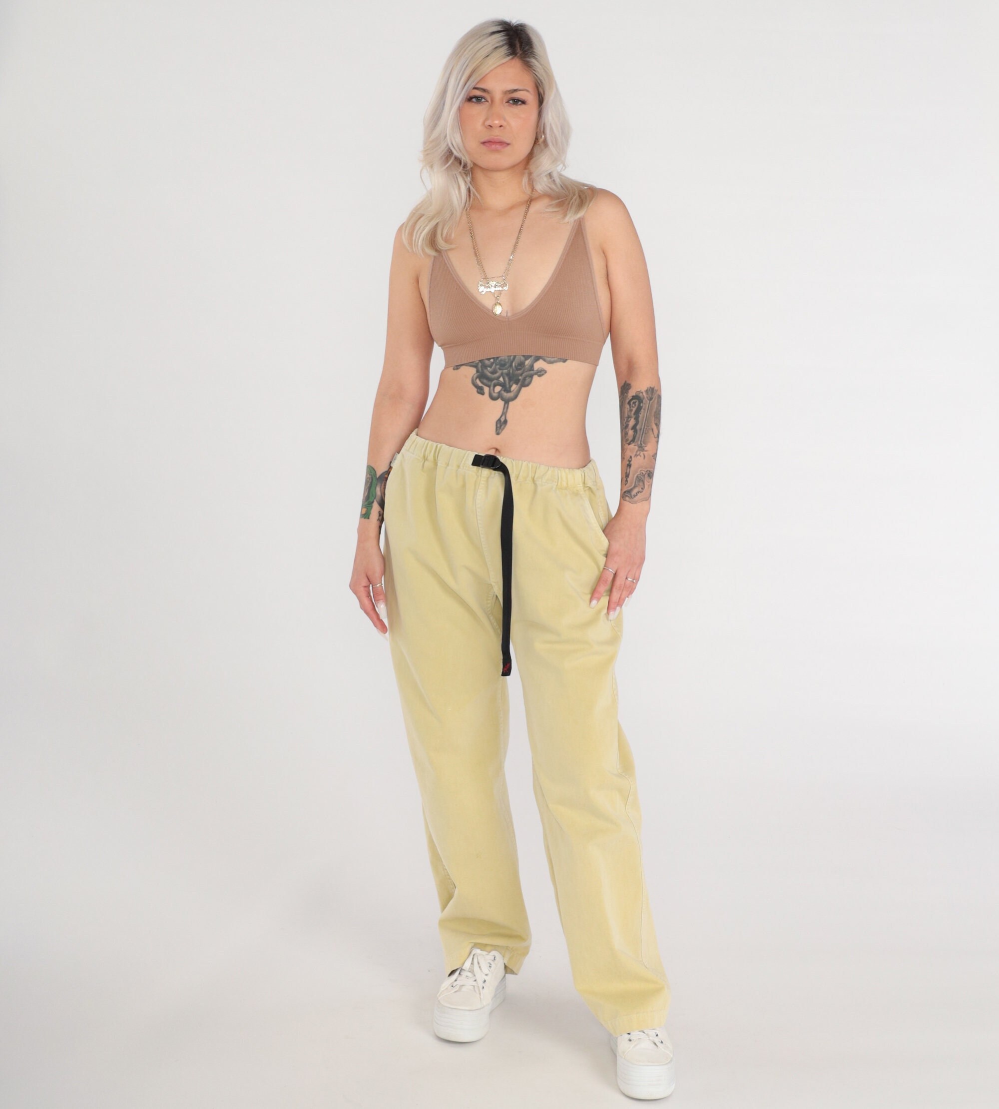 VINTAGE Gramicci Pants Medium Beige Belted Lightweight