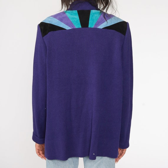 Striped Suede Jacket 90s Purple Leather Sweater J… - image 5