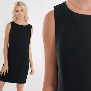 Little Black Dress y2k Mini Shift Dress Retro Simple Party Dress Sleeveless Sheath Chic Classic LBD Cocktail Evening Vintage 00s Small S 4