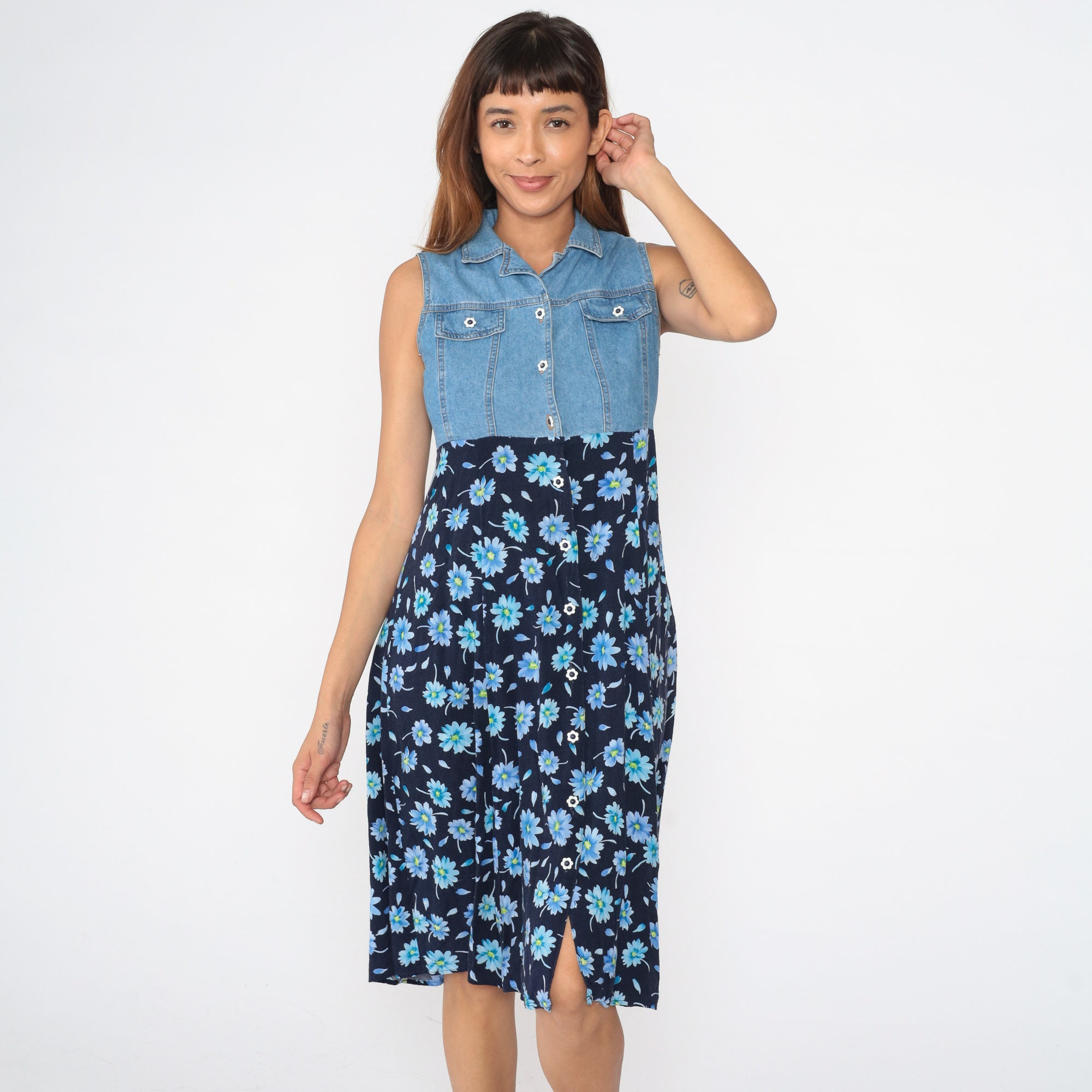 REJINA PYO】BLUE floral アシンメトリー トップ