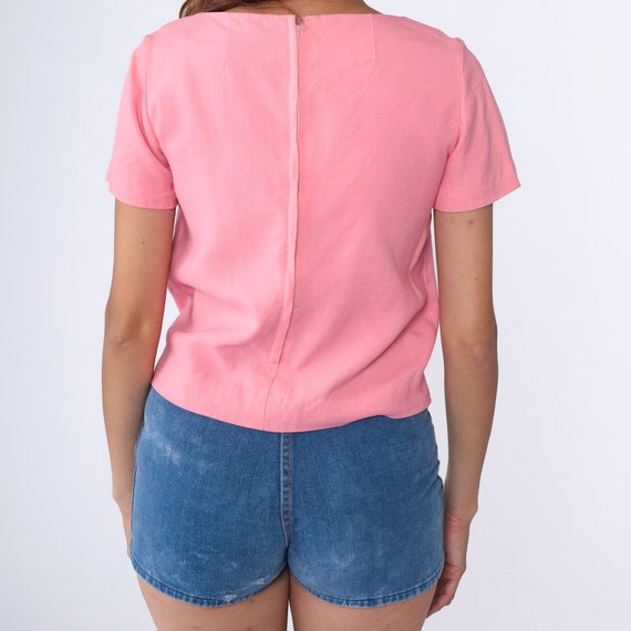 60s Mod Shirt Bubblegum Pink Top 1960s Plain Blou… - image 5