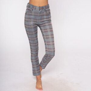 70er Jahre Karierte Farben Punk Farah Hose Verjüngendes Bein Hose Skinny High Waist schicke dünne Hose Boho Retro Preppy Vintage 70er Jahre Extra Small xs