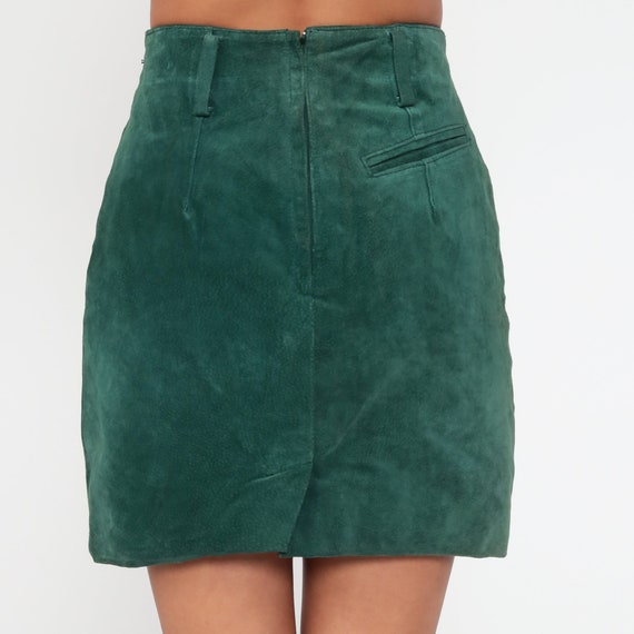 Green leather cheap skirt 90s