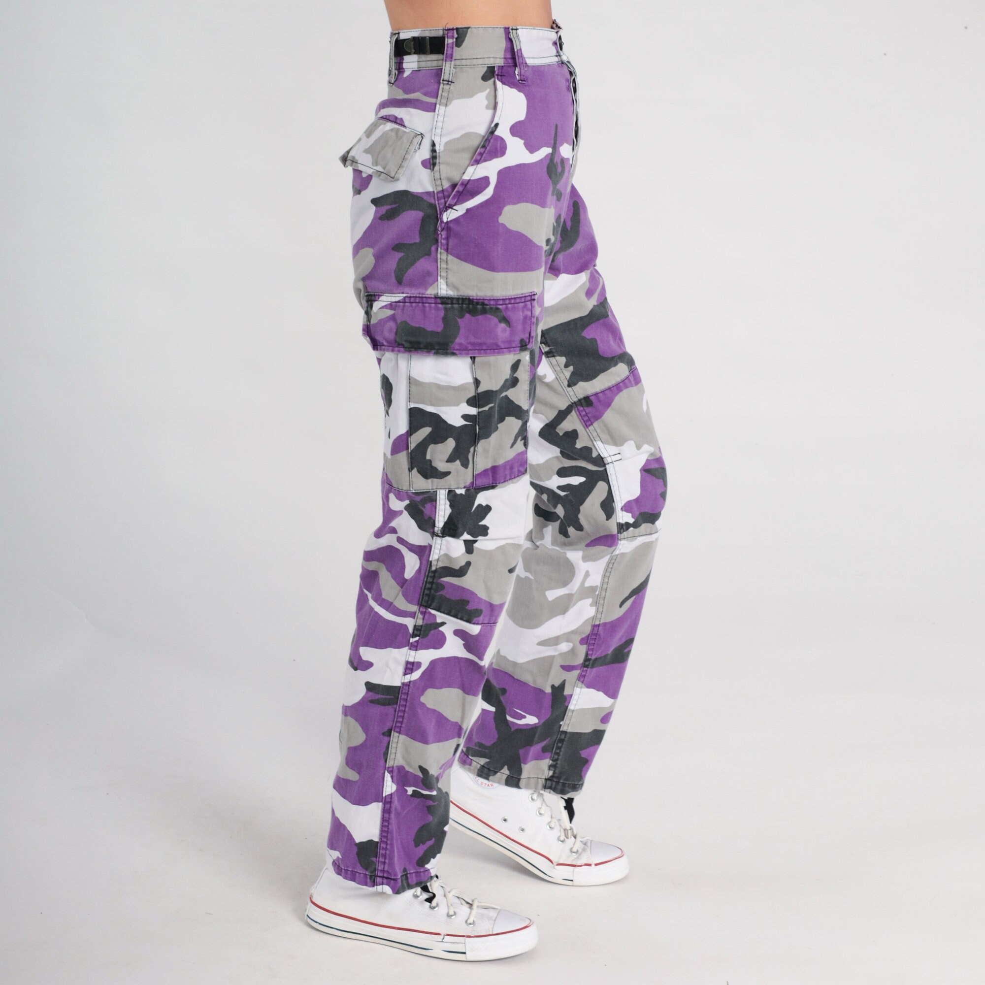 purple cargo camo pants