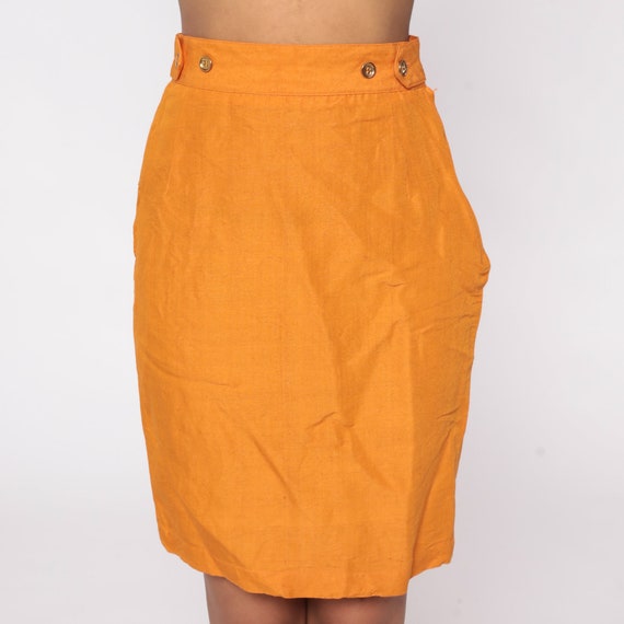80s Pencil Skirt Orange Silk Skirt 1980s Vintage … - image 6