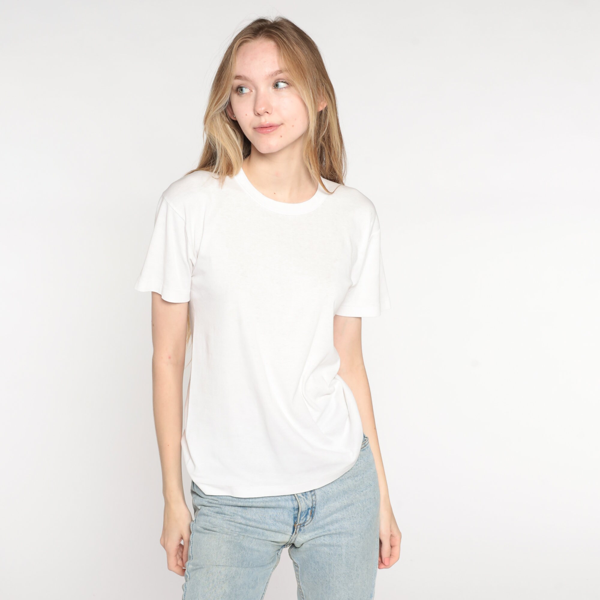 Plain White Shirt Vintage Single Stitch Shirt 90s T Shirt Basic ...