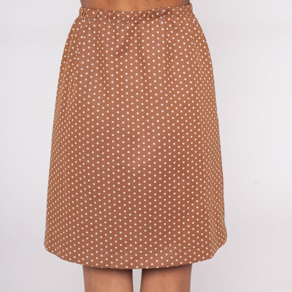 70s Polka Dot Skirt 60s Mod Skirt Brown White Hig… - image 7