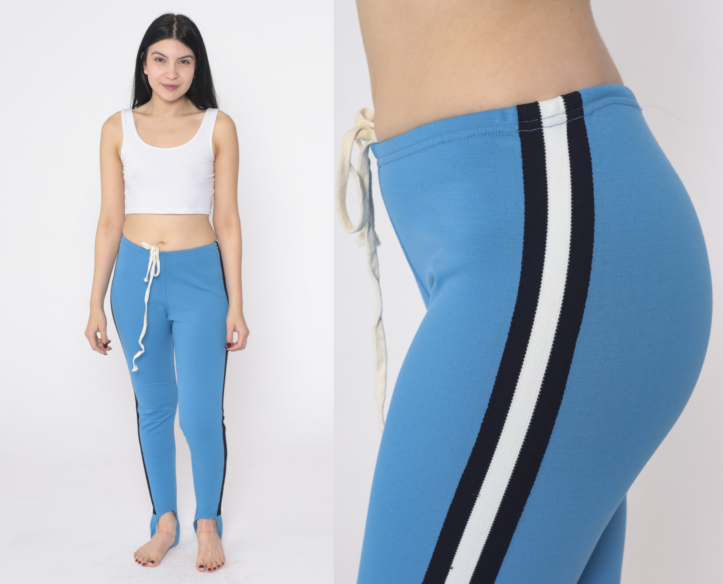 Bruns Stirrup Pants Leggings Blue With BAR 90er Truevintage 90s Shiny