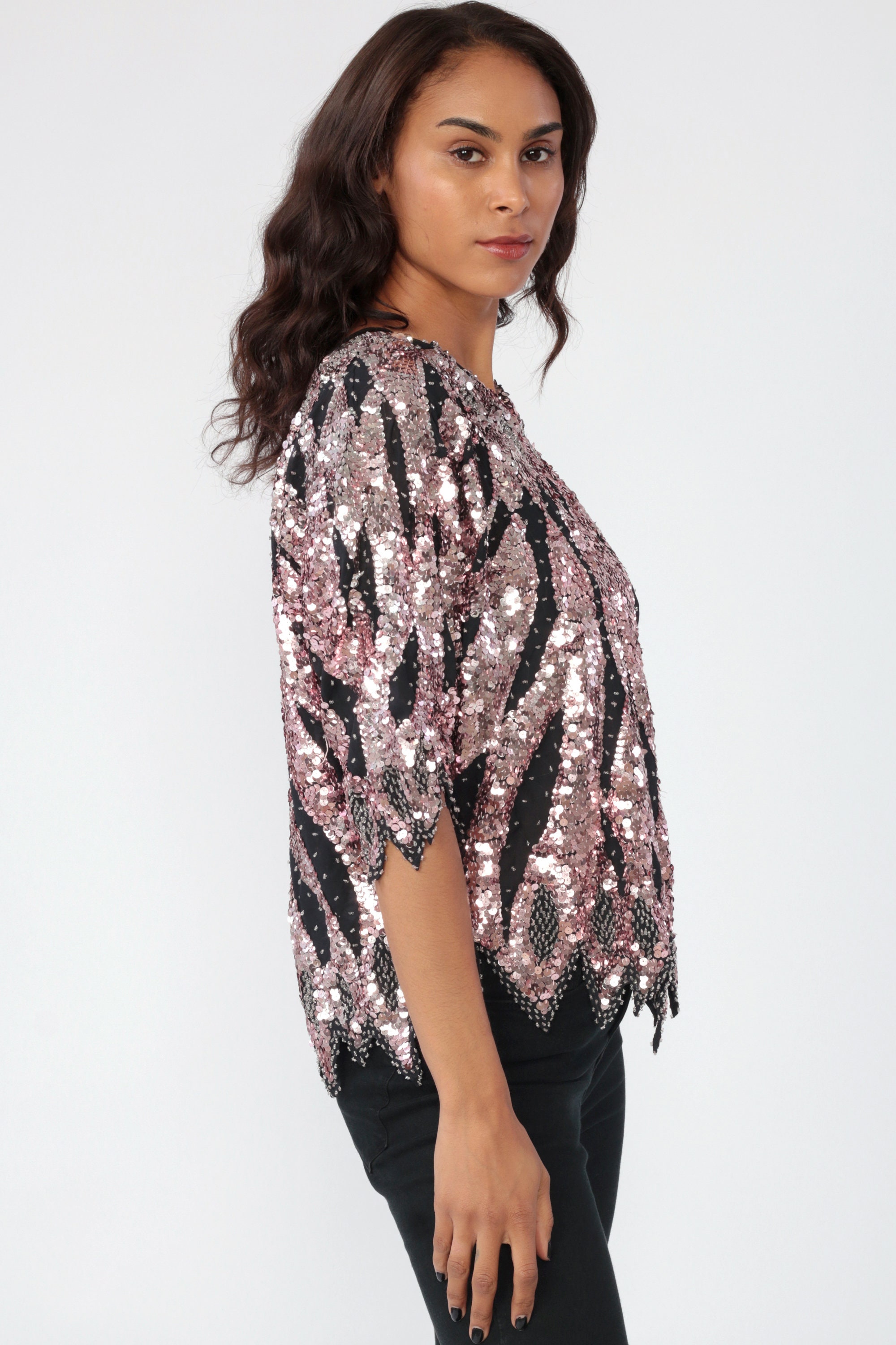 hot pink and black blouse