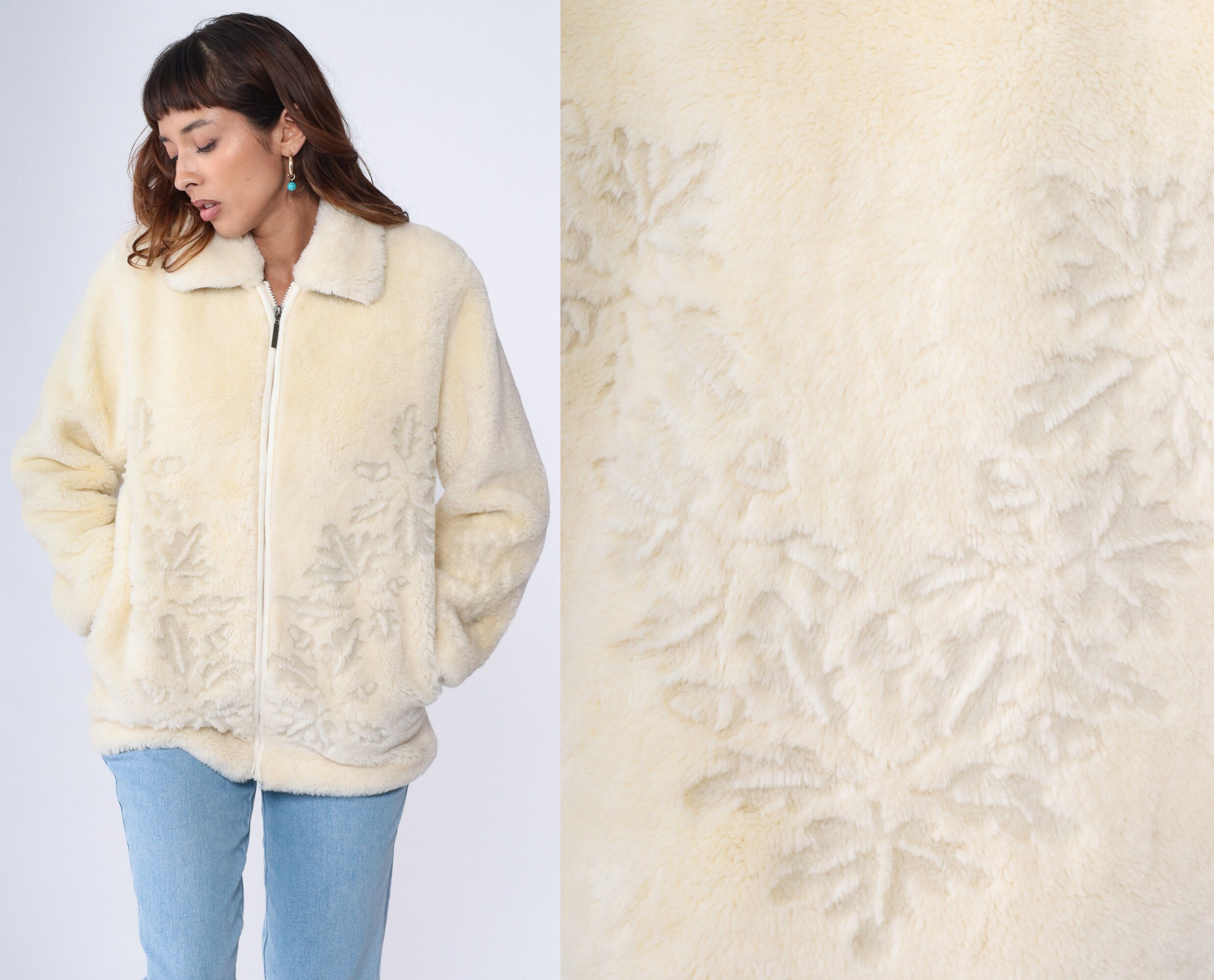 Fuzzy cream clearance jacket