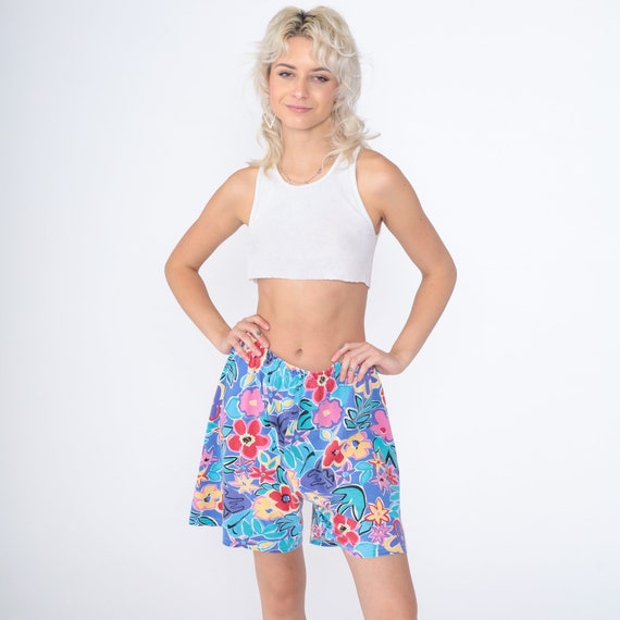 Tropical Floral Shorts 90s Wide Leg Shorts High W… - image 3