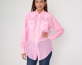 Chemise Western Vintage Wrangler Années 80 – Motif Chevaux, Boutonnée, Taille L Femme