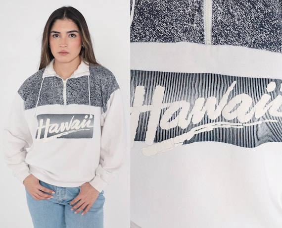 Hawaii Sweatshirt 80s 90s Quarter Zip Sweatshirt … - image 1