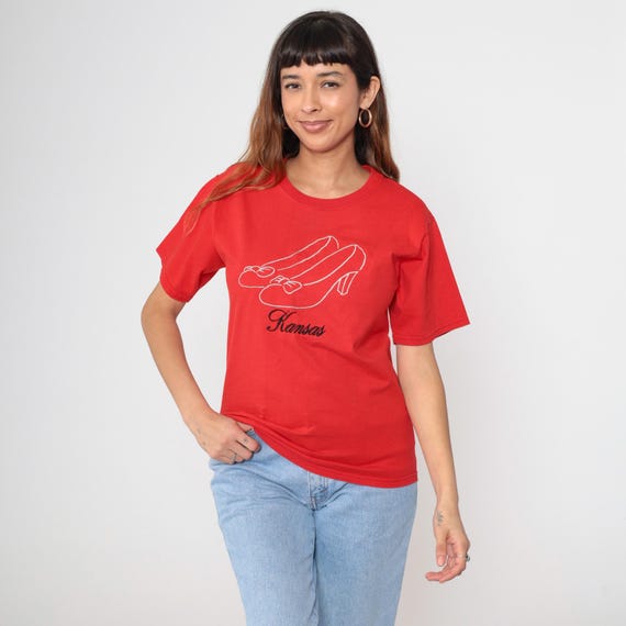 2K Kansas Tshirt Red Tourist Souvenir Dorothy Wizard Cotton Travel Vacation State Shirt Graphic Tee Retro Midwest Unisex  Novelty Small S