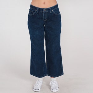 Y2K Dickies Jeans Low Rise Jeans Dark Wash Denim Bell Bottom Jeans Flare Jeans Hippie Pants Flares Bellbottoms Blue Vintage 00s Medium M 30